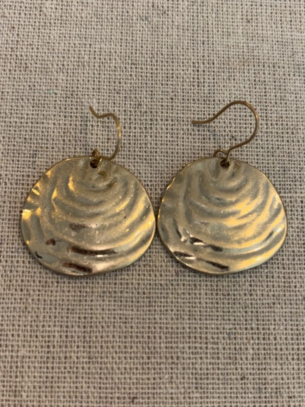 Park Lane Matte Gold Rippled Round Sea Shell Drop Earrings